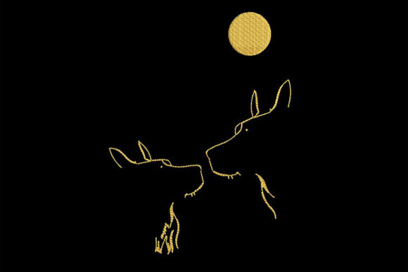 Dogs in the Moonlight Minimalistic