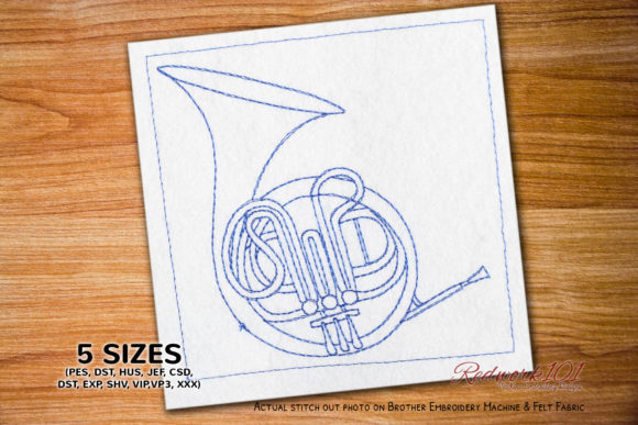 French Horn Lineart Embroidery Review