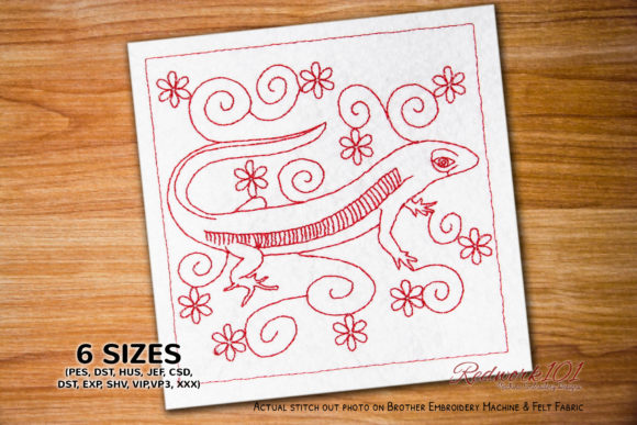 Lizard Redwork Embroidery Review
