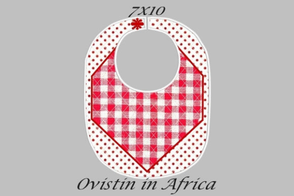 Red Gingham Baby Bib for Seasonal Embroidery